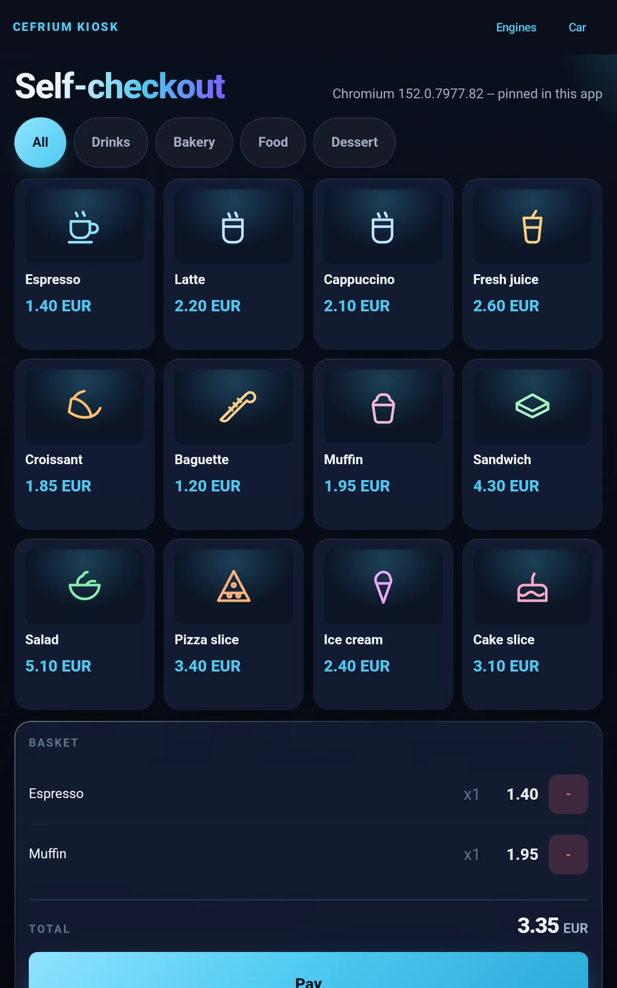 Checkout screen reporting what the payment call actually returned